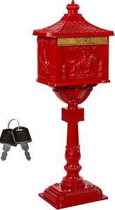STILISTA Starožitná poštová schránka, 118 cm, červená
