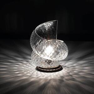 Stolná lampa Chiocciola s čírym sklom