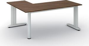 Rohový kancelársky písací stôl PRIMO FLEXIBLE 1800 x 1400 mm, orech