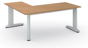 Rohový kancelársky písací stôl PRIMO FLEXIBLE, 180x160 cm, buk