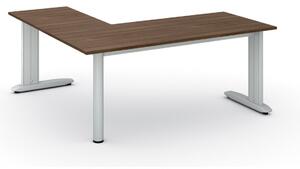 Rohový kancelársky písací stôl PRIMO FLEXIBLE 1800 x 1800 mm, orech