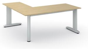 Rohový kancelársky písací stôl PRIMO FLEXIBLE, 180x180 cm, breza