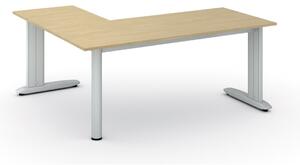 Rohový kancelársky písací stôl PRIMO FLEXIBLE 1800 x 1600 mm, breza