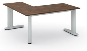 Rohový kancelársky písací stôl PRIMO FLEXIBLE 1600 x 1600 mm, orech