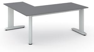 Rohový kancelársky písací stôl PRIMO FLEXIBLE, 1800 x 1600 mm, grafitová