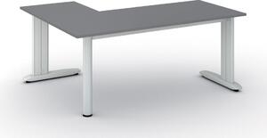 Rohový kancelársky písací stôl PRIMO FLEXIBLE, 180x140 cm, grafit