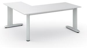 Rohový kancelársky písací stôl PRIMO FLEXIBLE, 1800 x 1600 mm, biela