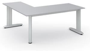 Rohový kancelársky písací stôl PRIMO FLEXIBLE, 180x180 cm, sivá