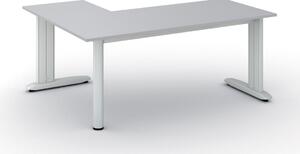 Rohový kancelársky písací stôl PRIMO FLEXIBLE, 180x140 cm, sivá