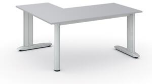 Rohový kancelársky písací stôl PRIMO FLEXIBLE, 1600 x 1400 mm, sivá