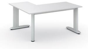 Rohový kancelársky písací stôl PRIMO FLEXIBLE, 160x140 cm, biela