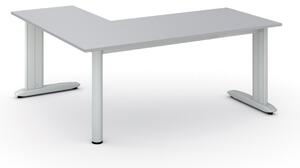 Rohový kancelársky písací stôl PRIMO FLEXIBLE, 1800 x 1600 mm, sivá
