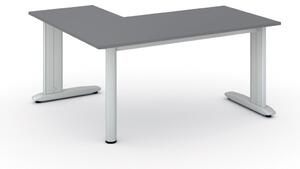 Rohový kancelársky písací stôl PRIMO FLEXIBLE, 1600 x 1400 mm, grafitová