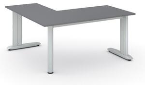 Rohový kancelársky písací stôl PRIMO FLEXIBLE, 1600 x 1600 mm, grafitová