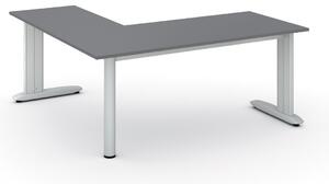 Rohový kancelársky písací stôl PRIMO FLEXIBLE, 1800 x 1800 mm, grafitová