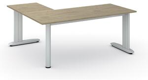 Rohový kancelársky písací stôl PRIMO FLEXIBLE, 1800 x 1600 mm, dub prírodný