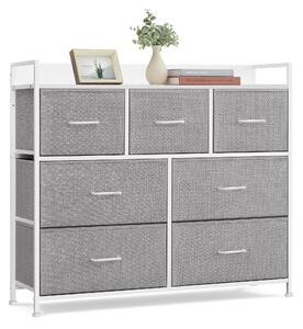 SONGMICS Komoda s 7 zásuvkami 98 x 85 x 29 cm, biela, sivá