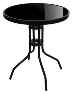 Okrúhly záhradný stôl so sklenenou doskou ISLAND BLACK 60 cm, čierny