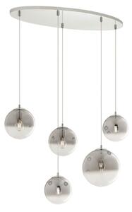 Redo 01-2273 závesné svietidlo Berry chróm/dymovo šedé, 5L, E27, 89cm