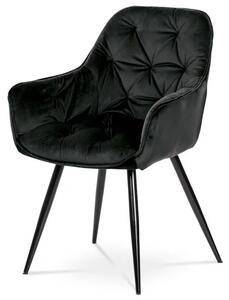 Exkluzívna stolička, modročierna zamatová látka (a-421 čierna)