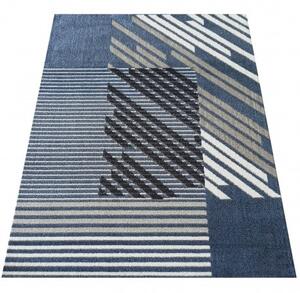 Dizajnový koberec modrej farby s pruhmi Šírka: 60 cm | Dĺžka: 100 cm