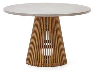MUZZA Záhradný jedálenský stôl faluca Ø 120 cm sivý/prírodný