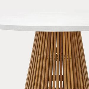 MUZZA Záhradný jedálenský stôl faluca Ø 120 cm biely/prírodný