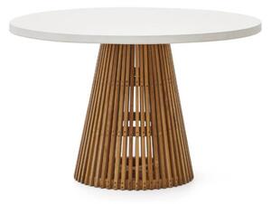 MUZZA Záhradný jedálenský stôl faluca Ø 120 cm biely/prírodný
