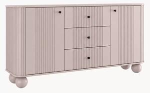 Komoda so zásuvkami Vesper 160 cm - kašmír / čierne úchytky / guľové nohy
