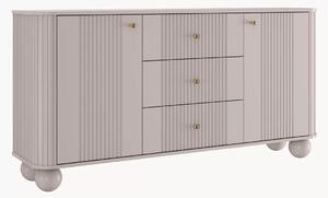 Komoda so zásuvkami Vesper 160 cm - kašmír / zlaté úchytky / guľové nohy