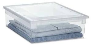 Usporadejto.cz Úložný box s vekom, transparentný, na posteľnú bielizeň TERRY 22l - 38 x 52 x 14 cm