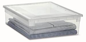 Usporadejto.cz Úložný box s vekom, transparentný, na posteľnú bielizeň TERRY 22l - 38 x 52 x 14 cm