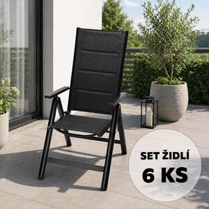 Set 6 ks hliníkových polohovacích kresiel Avenberg ISLA PLUS, čierna