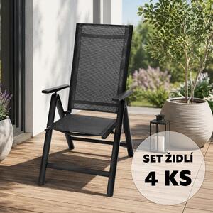 Set 4 ks hliníkových polohovacích kresiel Avenberg ISLA, čierna