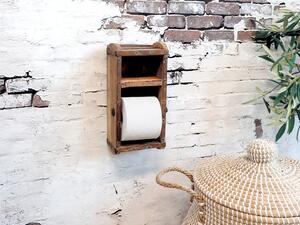 Drevený nástenný stojan na toaletný papier Brick - 15 * 10 * 30 cm - Chic Antique