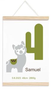 Pieris design Plagát narodenia miminka - Lama