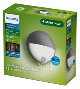 Vonkajšie nástenné svietidlo so senzorom LED 2700K antracitová IP44 PHILIPS UltraEfficient Capricorn 8721103109996