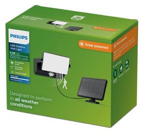 Solárne nástenné svietidlo so senzorom LED 3000K čierna IP44 PHILIPS Fyns 8721103105653