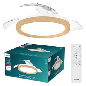 Stropný ventilátor so svetlom LED 2700–6500K drevo IP20 PHILIPS Bliss 8721103128294