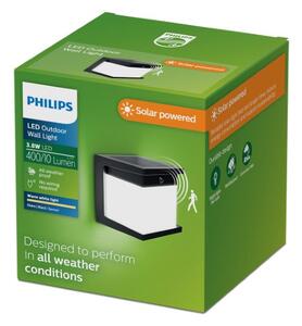 Solárne nástenné svietidlo so senzorom LED 2700K čierna IP44 PHILIPS Diara 8721103105530