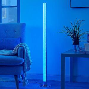 Lindby LED stojacia lampa Hadis, RGB, diaľkové ovládanie, biela, 120 cm