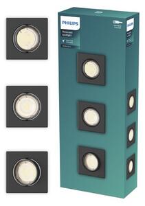 Zapustené svietidlo GU10 čierna IP20 PHILIPS Peridot 8721103037039 balenie 3 ks