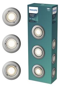 Zapustené svietidlo GU10 nikel IP20 PHILIPS Peridot 8721103036995 balenie 3 ks