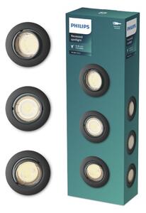 Zapustené svietidlo GU10 čierna IP20 PHILIPS Peridot 8720169376083 balenie 3 ks