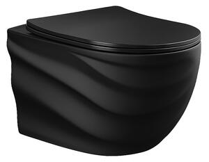 Hydrosan Závesná WC misa so SoftClose sedadlom SKAL MTB RIM 01, čierna matná