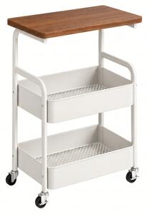 Odkladací stolík na kolieskach NEXORA 77x43 cm, biely