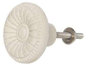 Krémová guľatá keramická úchytka Virgo - Ø 4 cm - Clayre & Eef