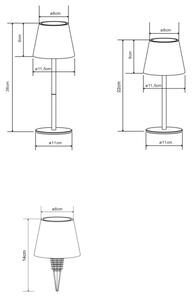 Globo 58488CH-LED Dotyková stmievateľná nabíjacia vonkajšia stolná lampa VANNIE 3W/5V IP54 1800mAh mosadz