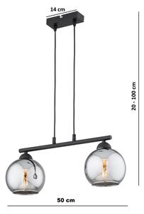 Brilagi - Luster na lanku DIOR 2xE27/60W/230V čierna/dymová sivá