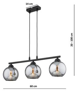 Brilagi - Luster na lanku DIOR 3xE27/60W/230V čierna/dymová šedá